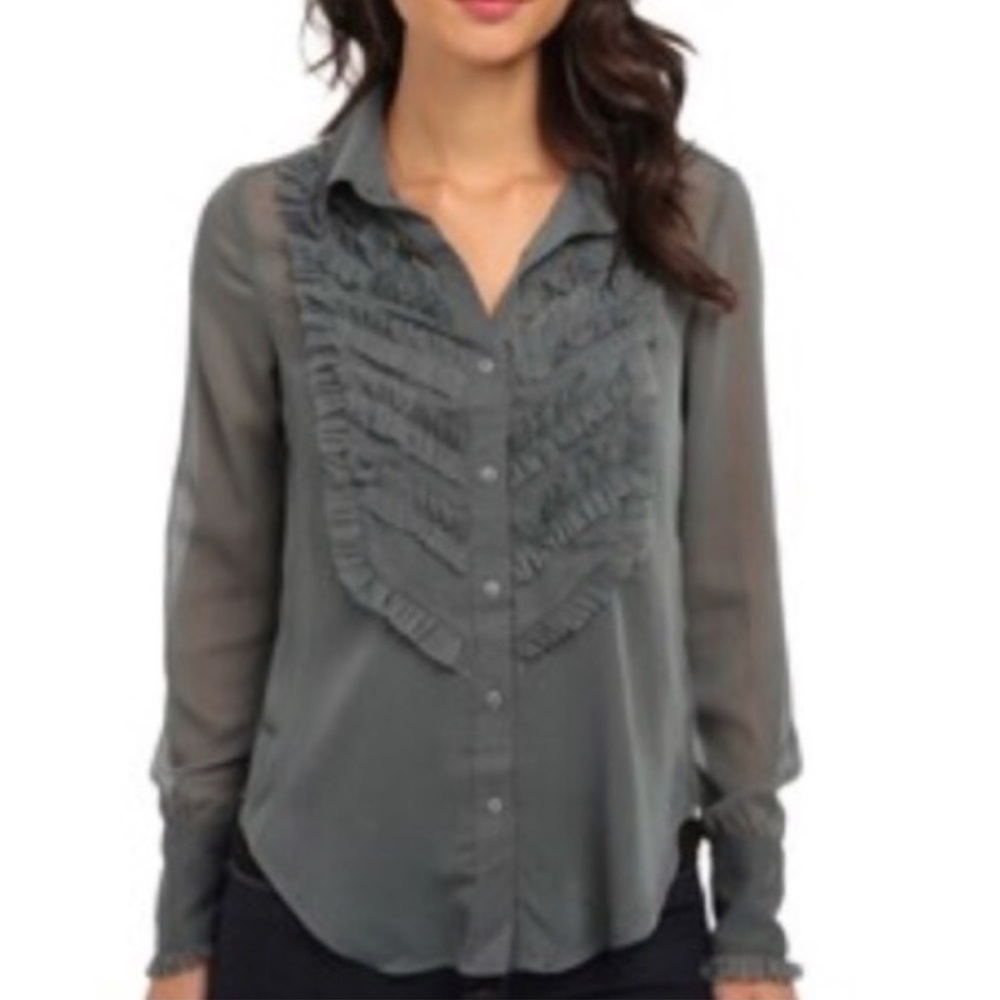 Free People • Sheer Ruffle Button Top - Picture 6 of 7